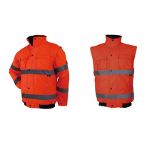 Heißverkauf High Vissibility Safety Mantel Reflektierende Bomberjacke wasserdichte Hi Vis 2 in 1 Jacke